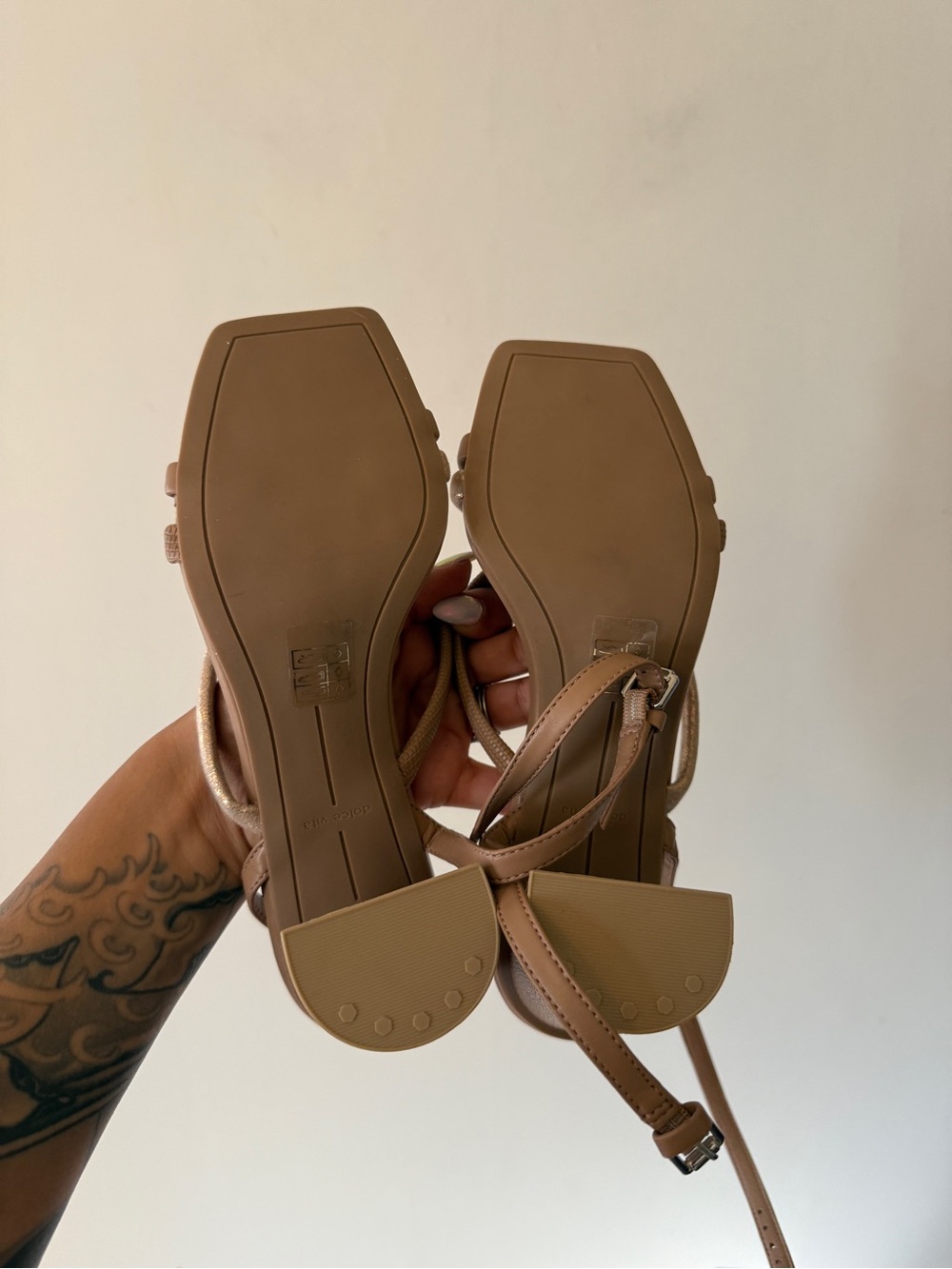 Dolce Vita Blush Nude Strappy Block Heel Sandals - Picture 5 of 6